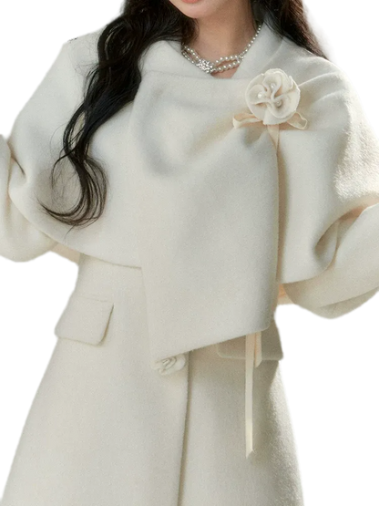Long-Pile Wool Cape Coat
