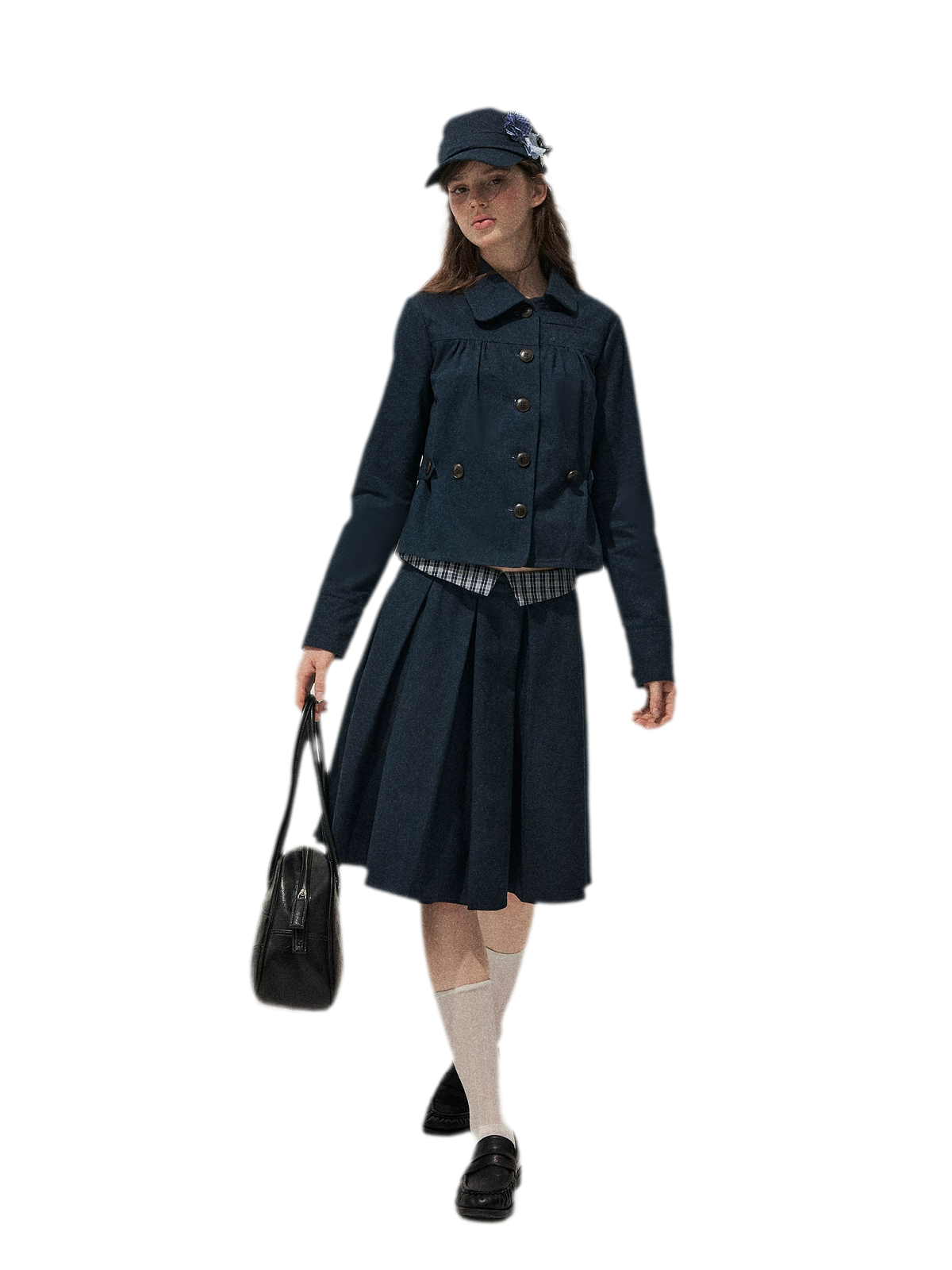 Washed Denim Pleated Set
