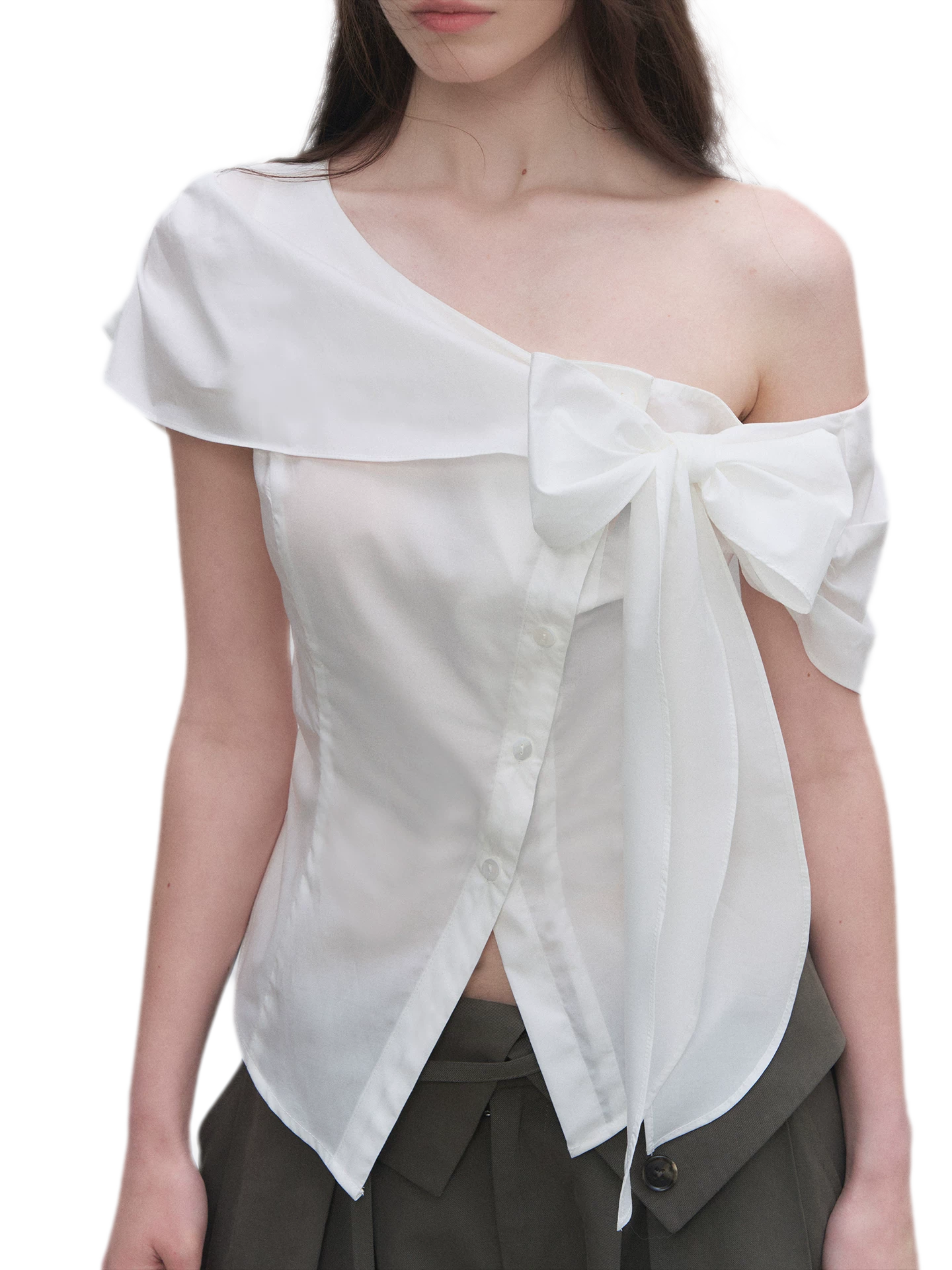 Asymmetric Bow Waist Blouse