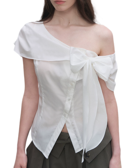 Asymmetric Bow Waist Blouse