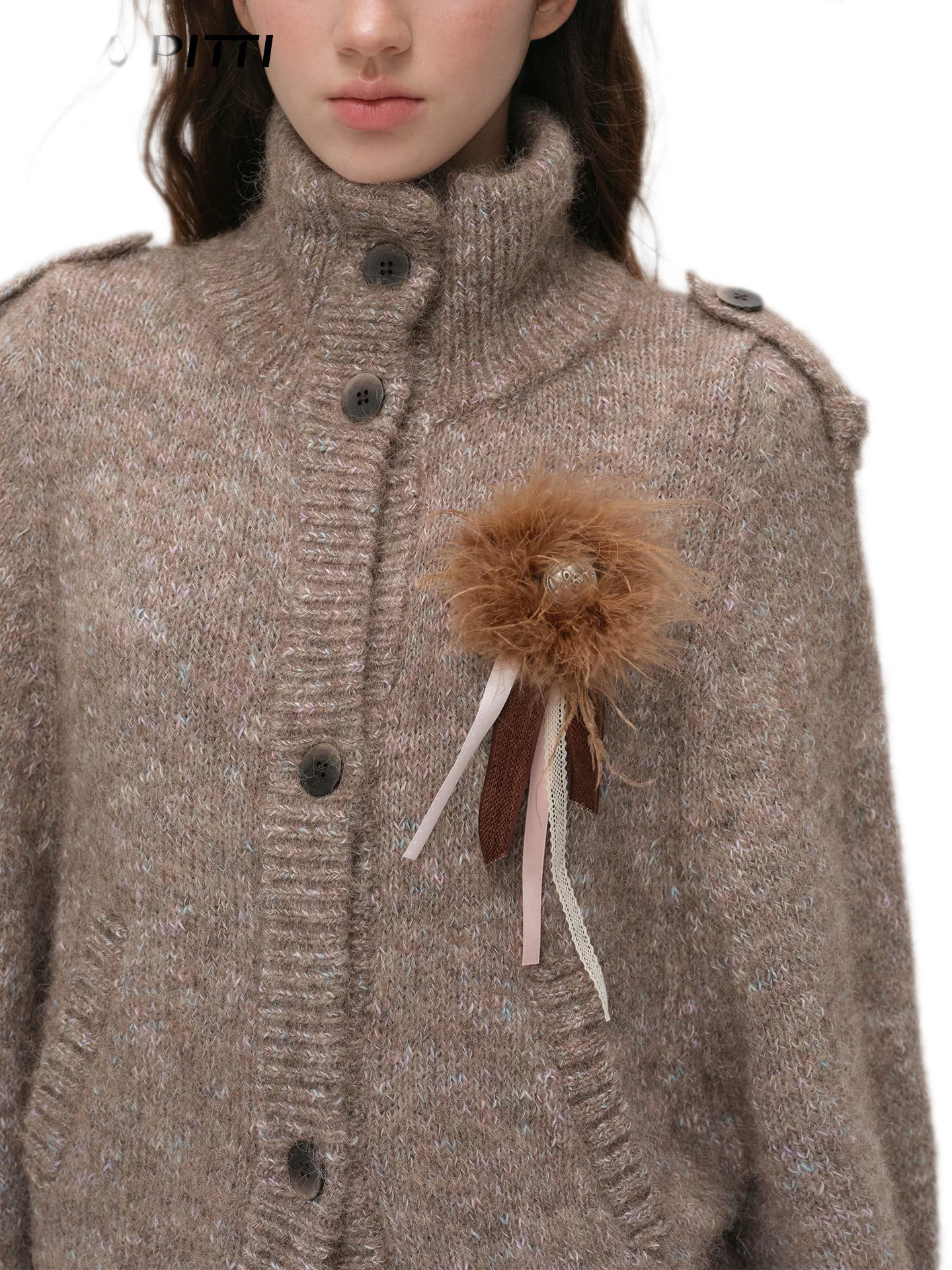 Textured Stand Collar Cardigan
