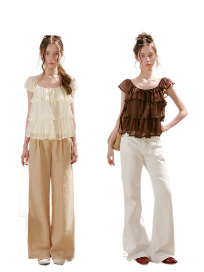 Tiered Ruffle Chiffon Blouse