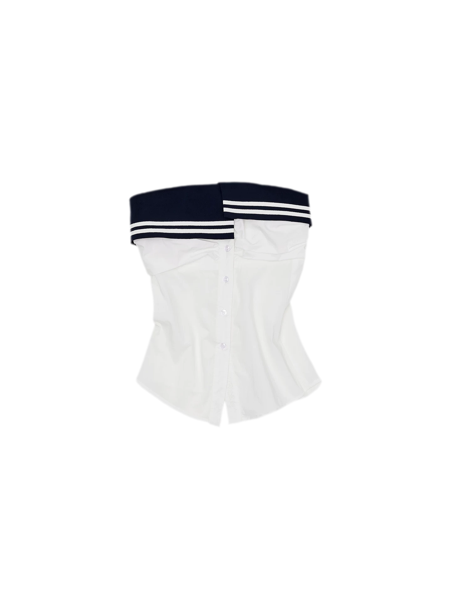 Irregular Navy Collar Sleeveless Shirt