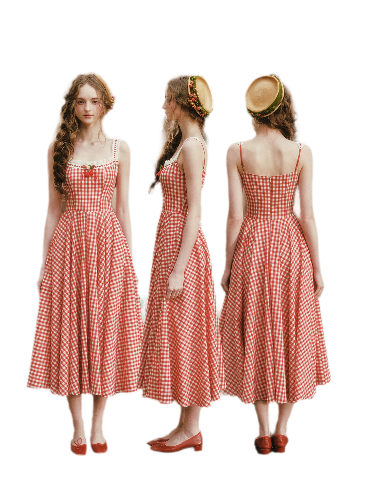 Gingham Lace Trim Dress