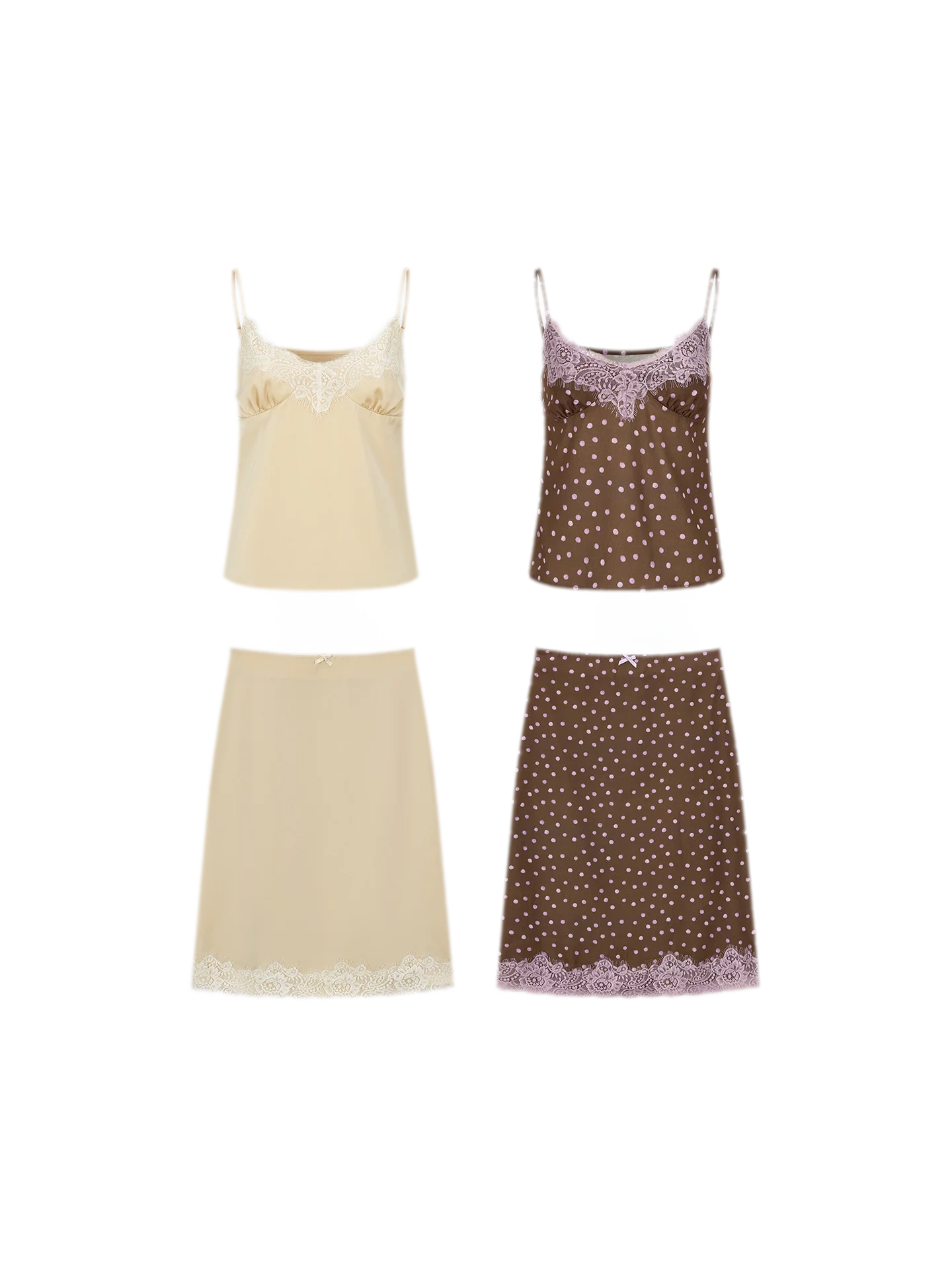 Southern France Polka Dot Lace Camisole &amp; Skirt