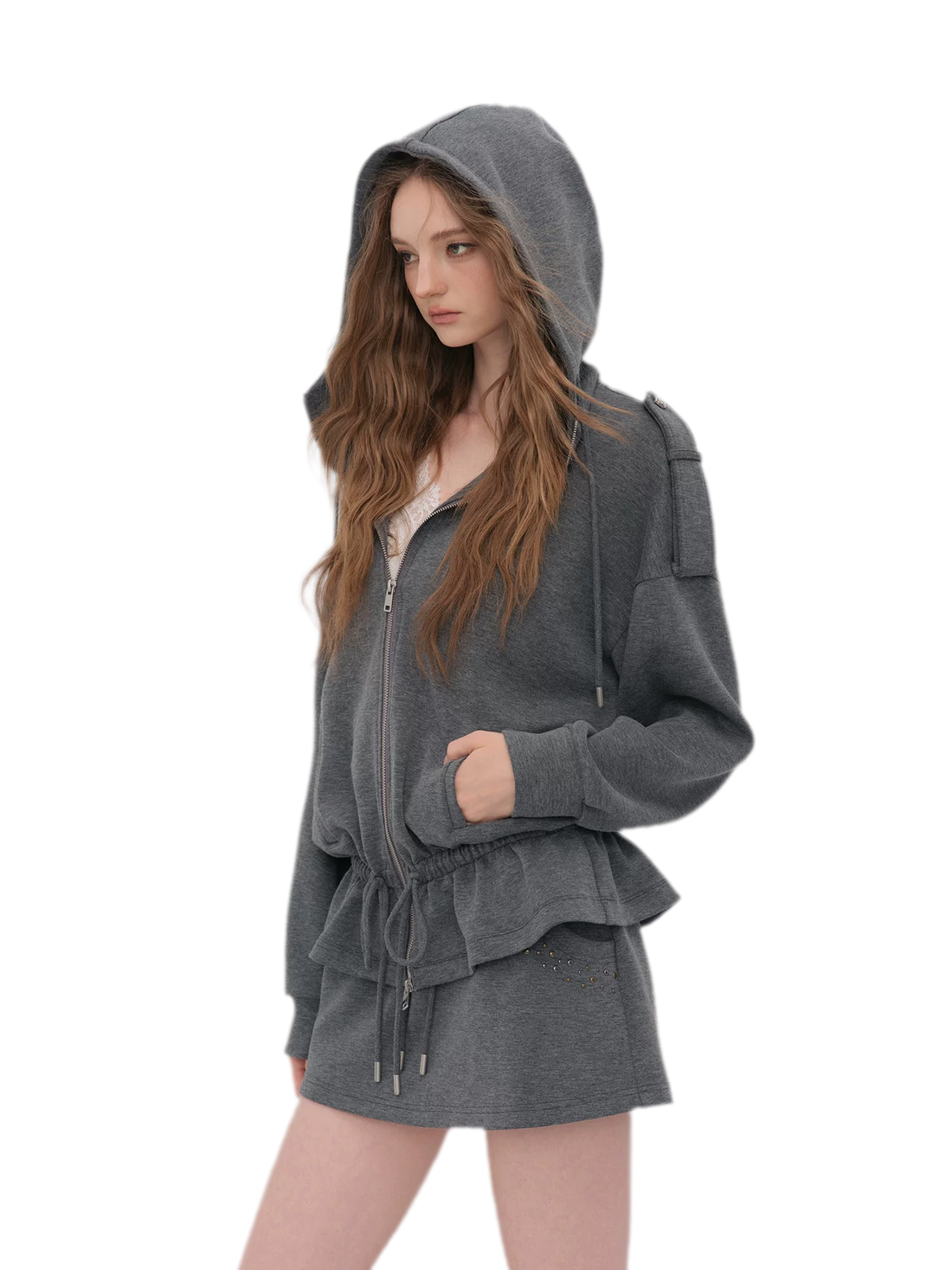 Air-Layer Hooded Skirt Set