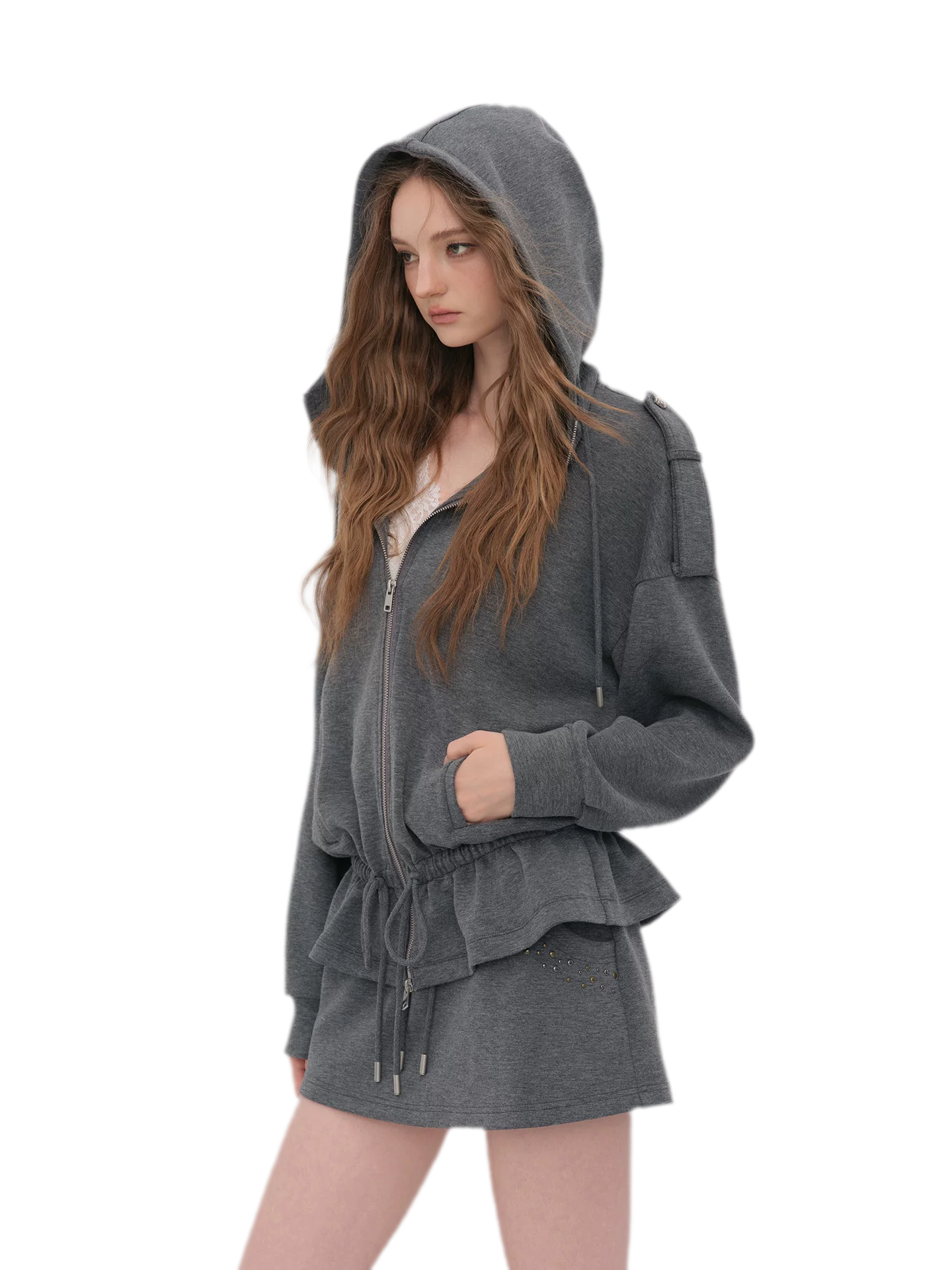 Air-Layer Hooded Skirt Set