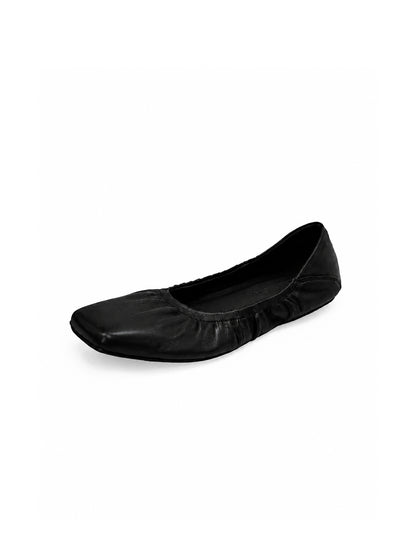 Plissierte Ballerinas aus Lammleder mit eckiger Zehenpartie