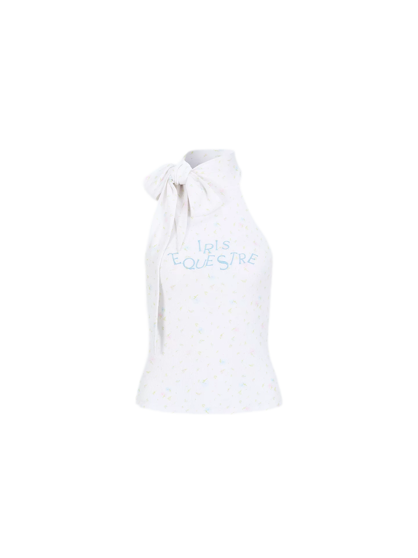 Printed Bow-Tie Halter Cropped Vest