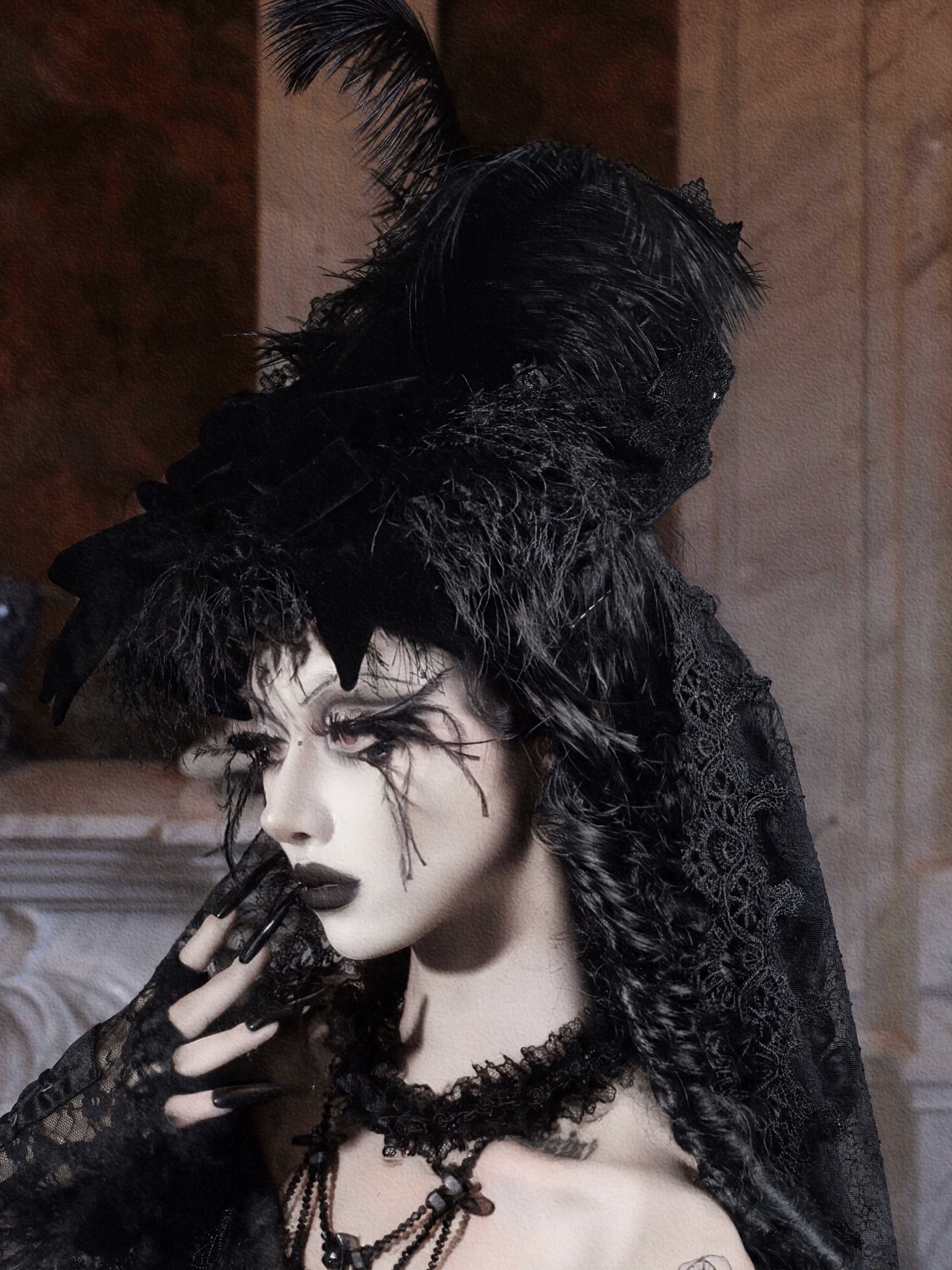 Feather Veil Gothic Hat