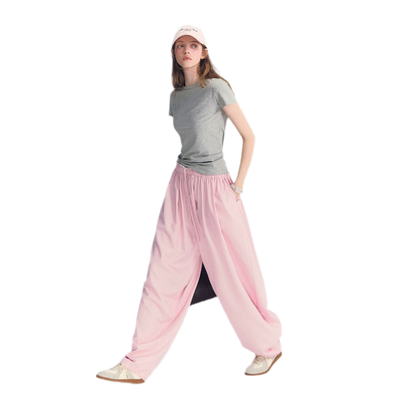 Lace Trim Balloon Pants