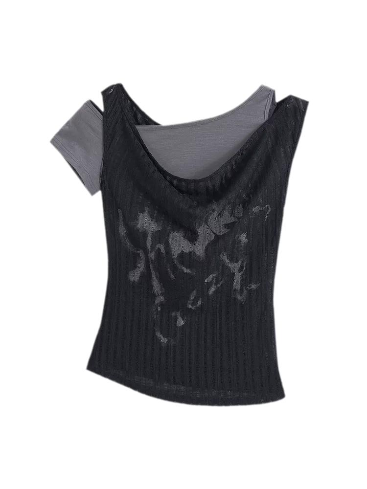 Punk Graffiti Layered T‑Shirt
