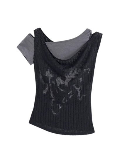 Punk Graffiti Layered T‑Shirt