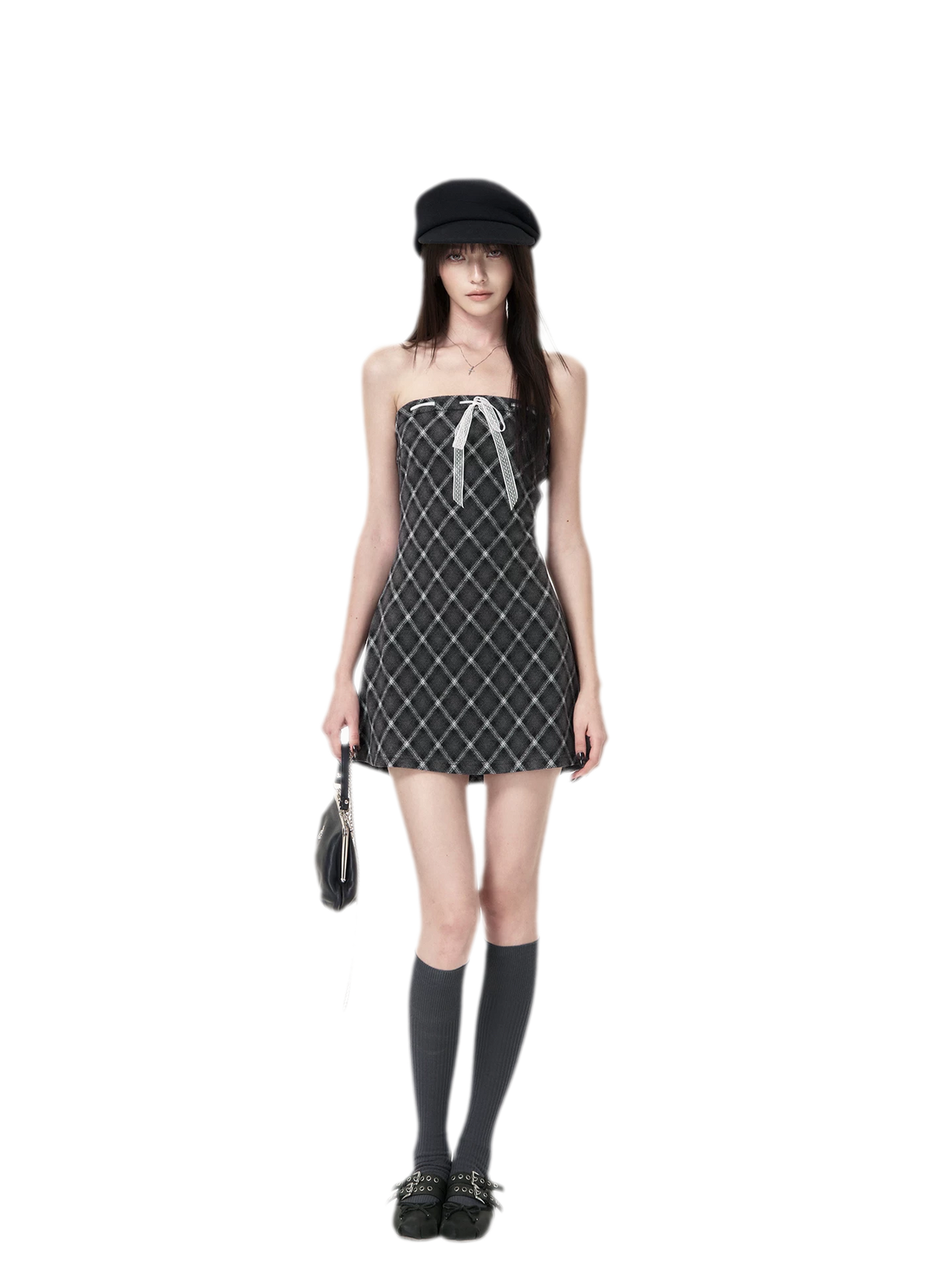 Plaid Strapless Layered Dress