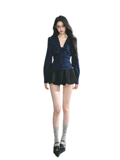 Camisa corta con pajarita