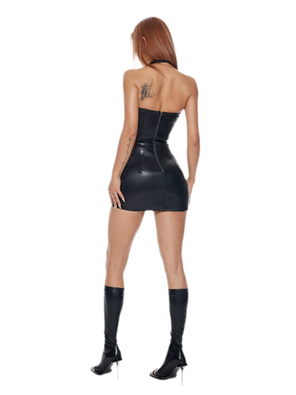Lace-Up Bodycon Mini Dress