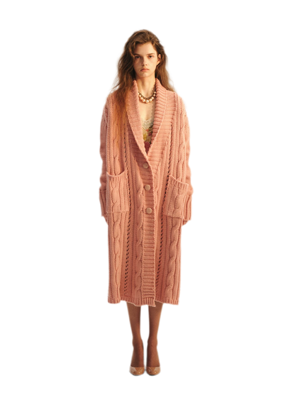 Cable-Knit Cardigan Camisole Dress