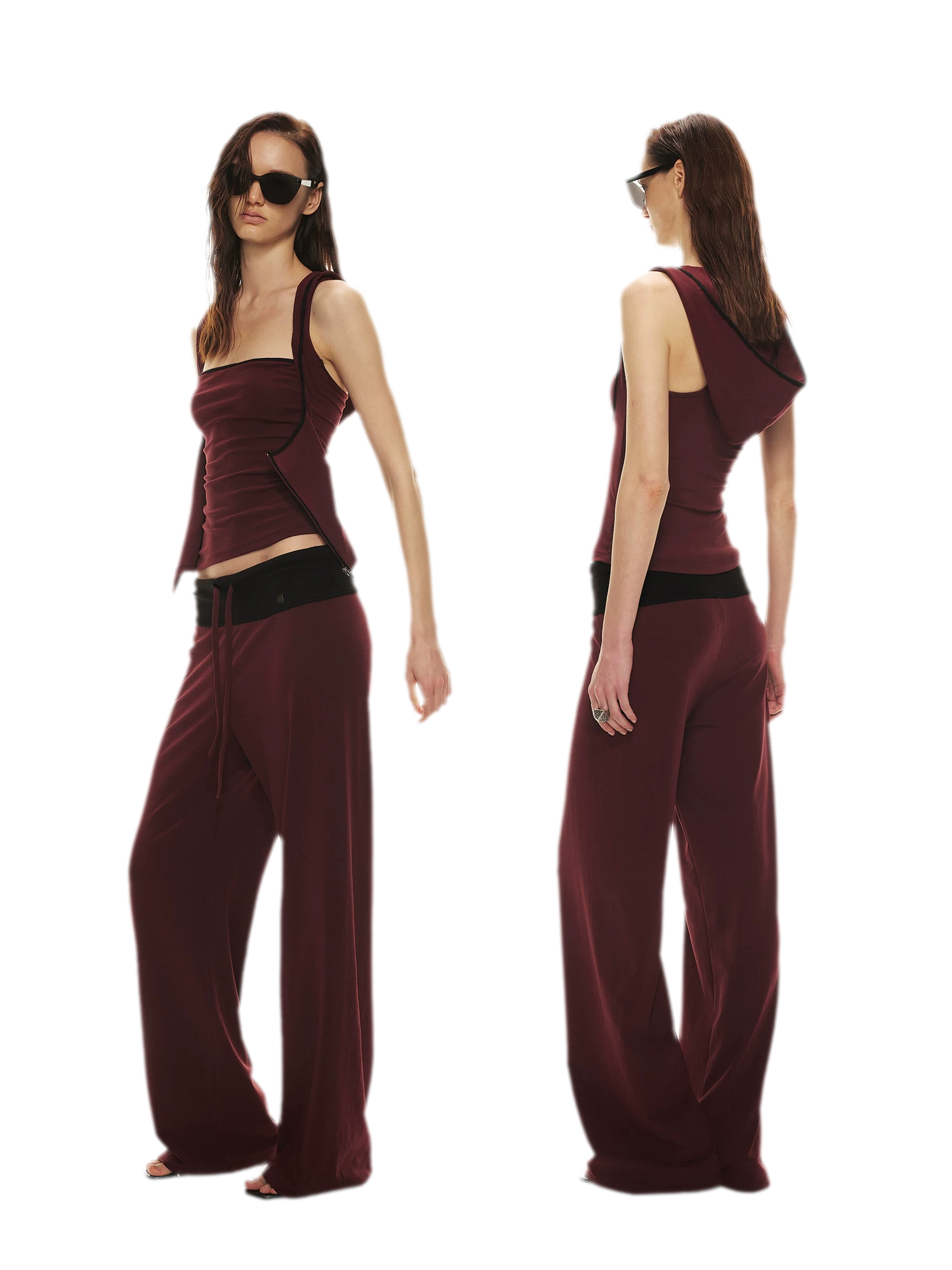 Tencel Knit Two-Piece Hoodie Vest &amp; Drawstring Pants