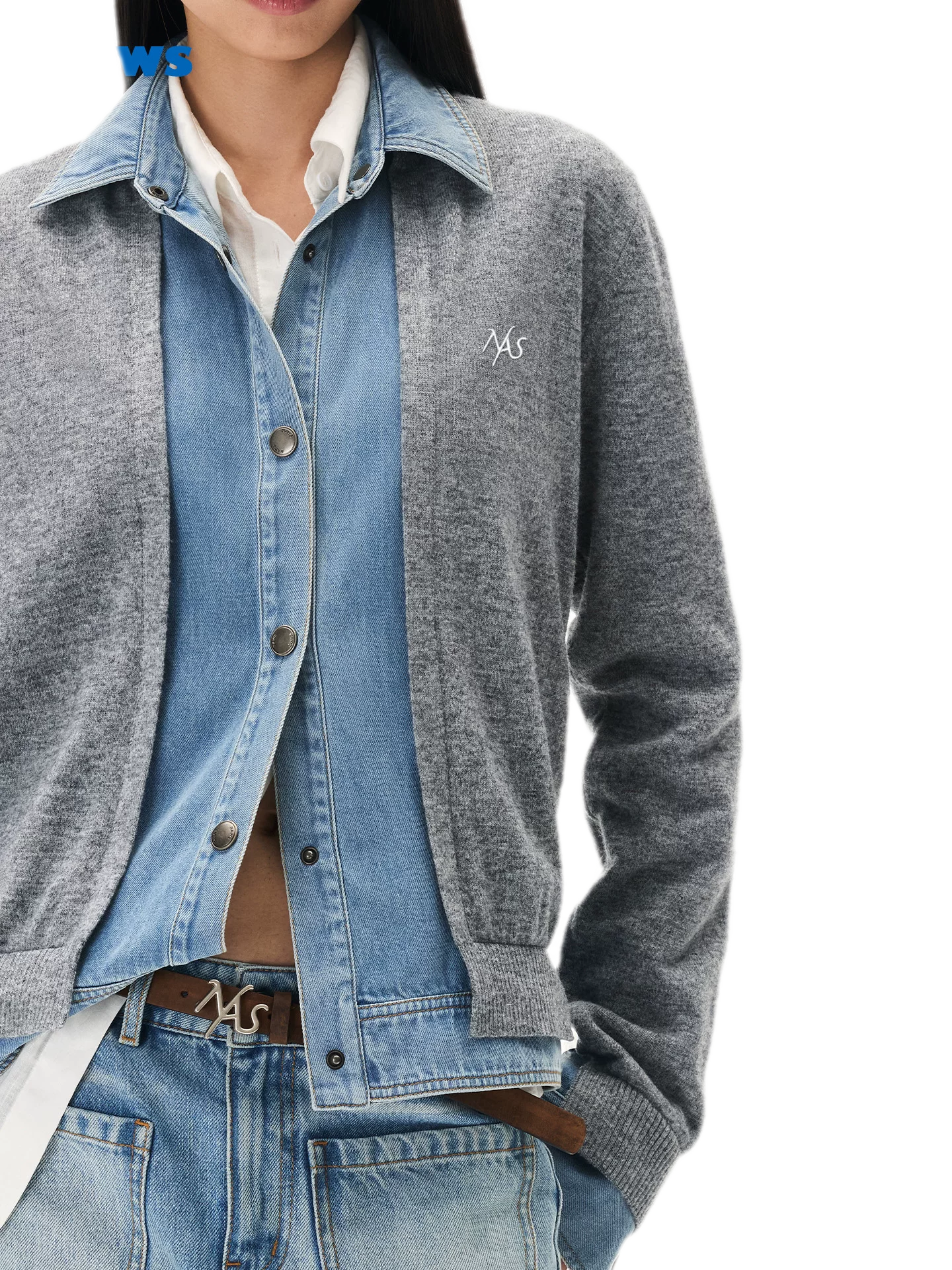 Wool Contrast Lapel Knit Cardigan