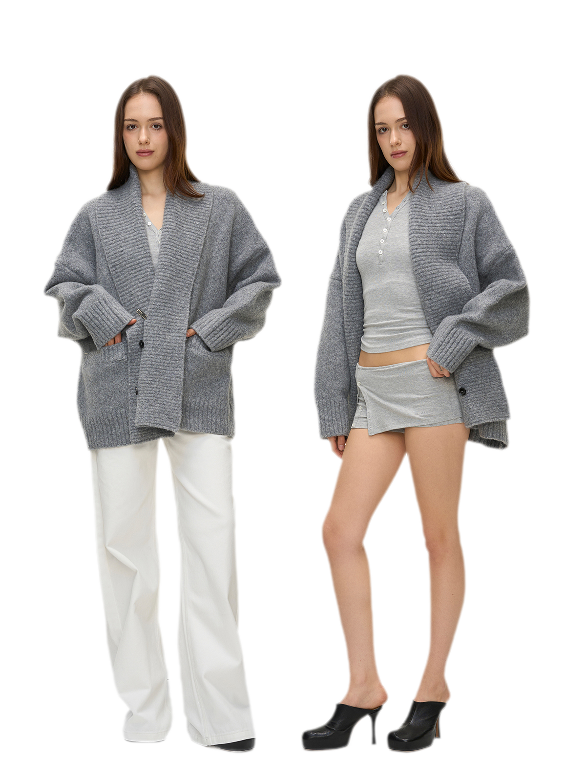 Dense Knit Shawl Cardigan