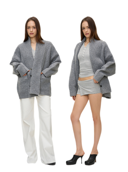 Dense Knit Shawl Cardigan