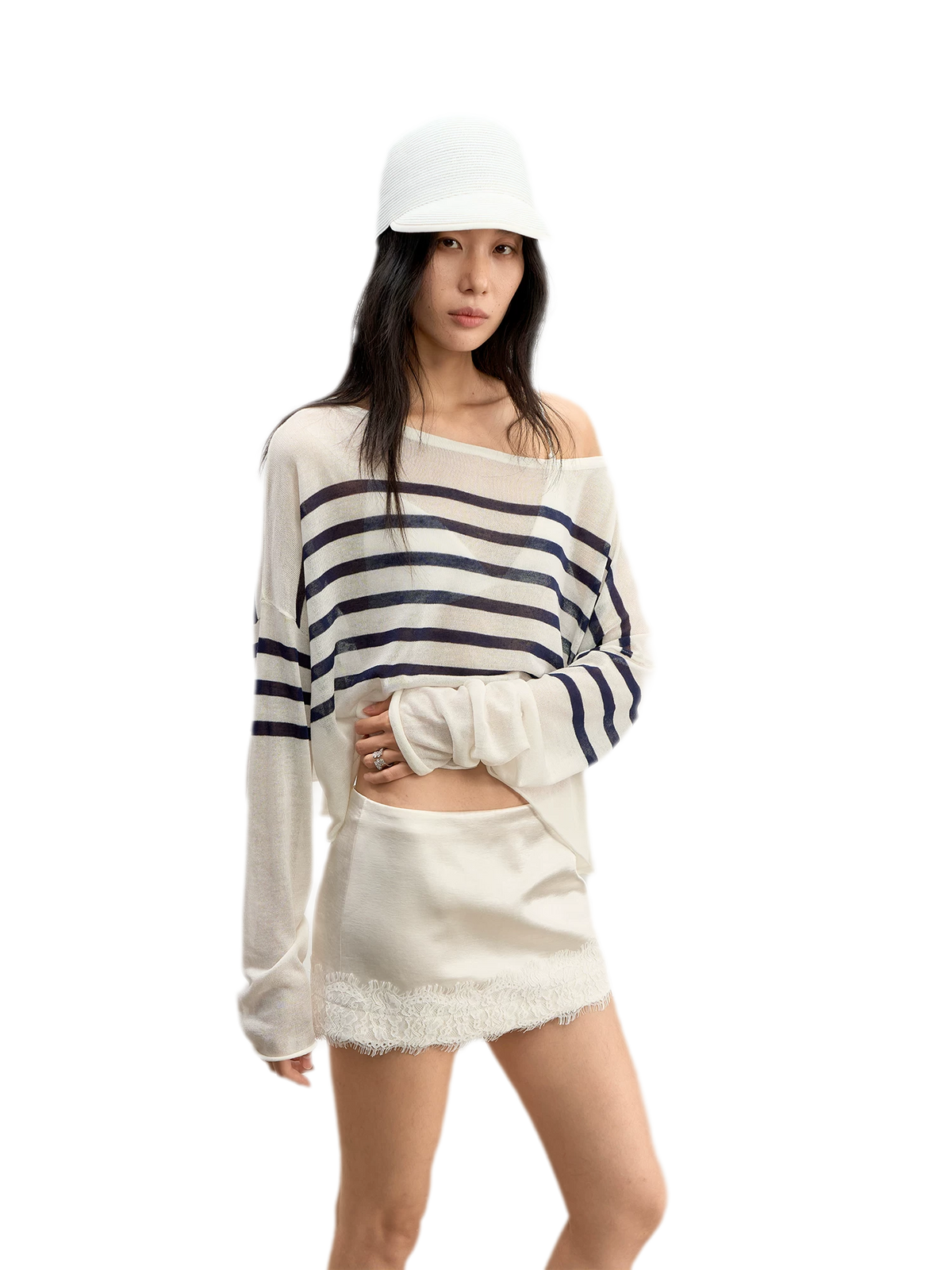Satin Lace Trim Mini Skort