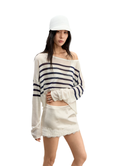 Satin Lace Trim Mini Skort