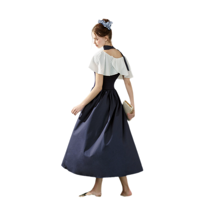 Cape Ribbon Ruffle Dress