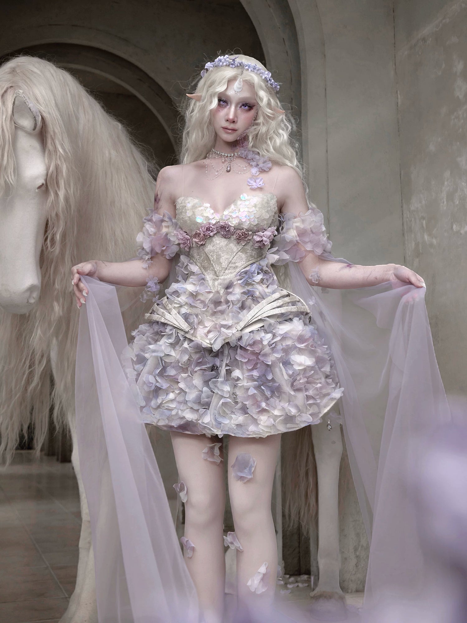 3D Floral Petal Mini Skirt