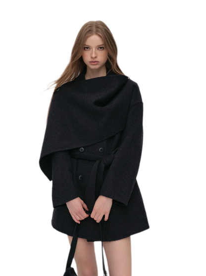 Double-Faced Wool Cape Coat