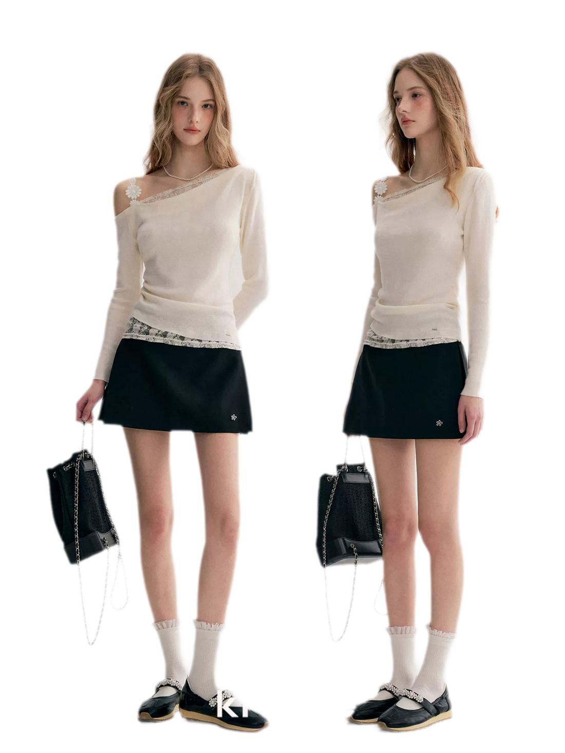 Lace Asymmetric Knit Top