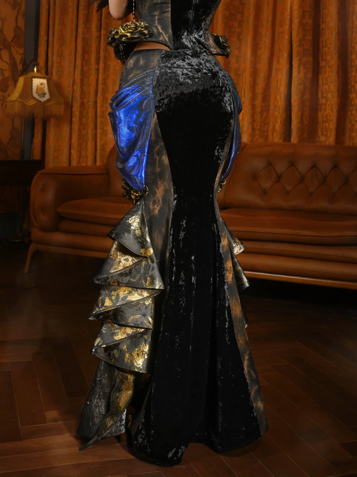 Gold Jacquard Mermaid Fishtail Skirt