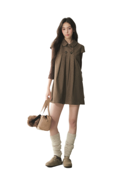 Vestido de lana con cuello Peter Pan
