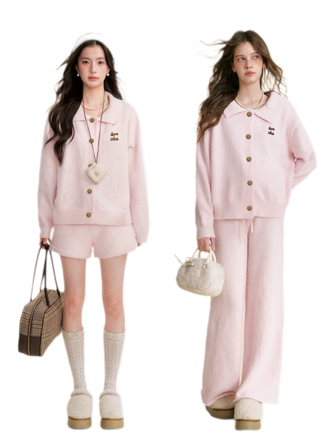 Wool Blend Collared Knit Set