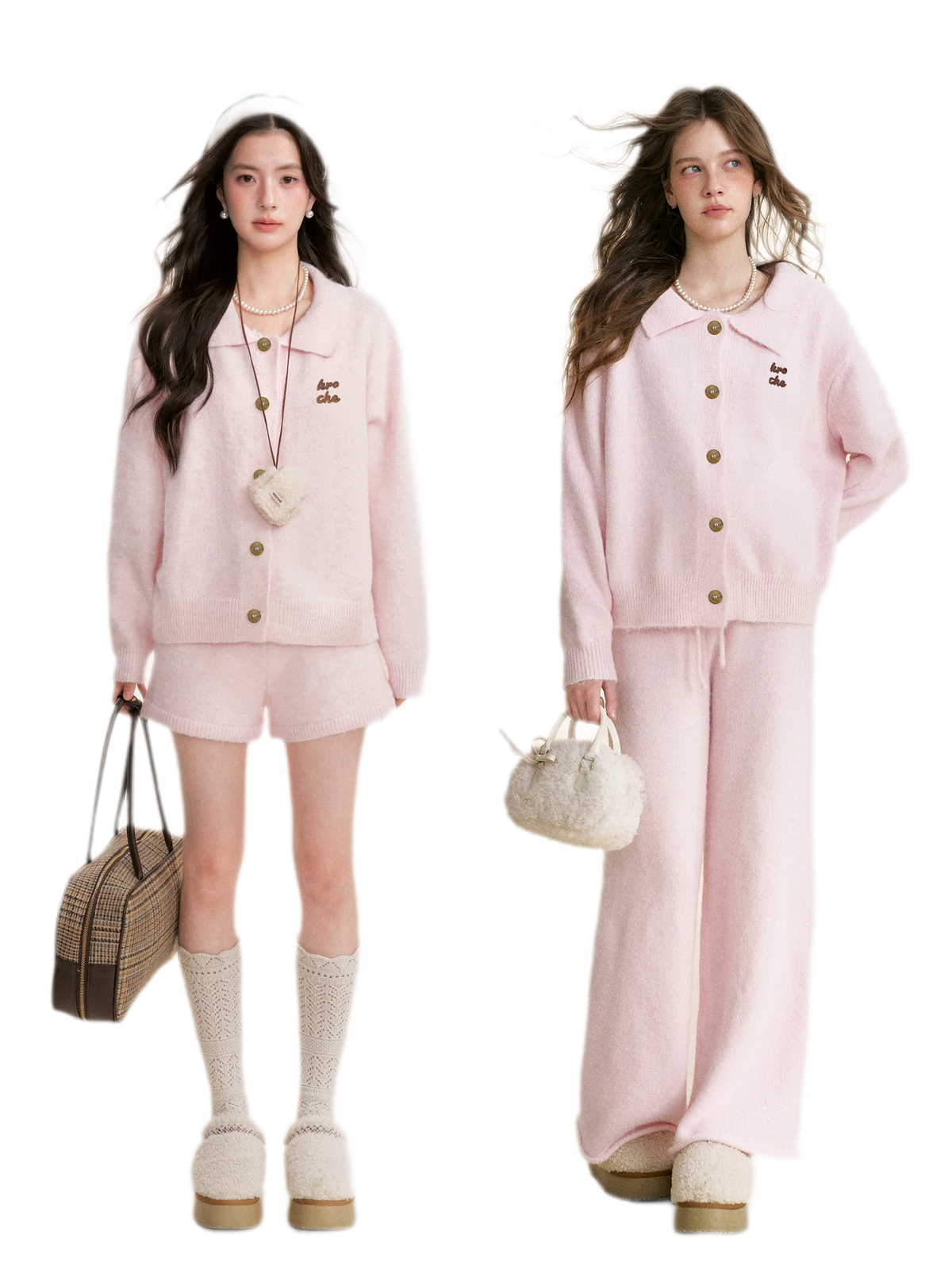Wool Blend Collared Knit Set