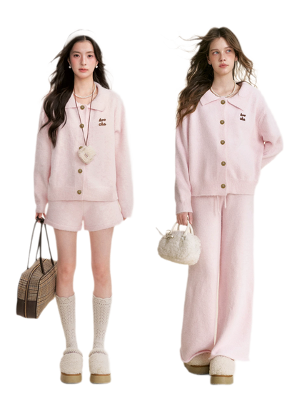 Wool Blend Collared Knit Set