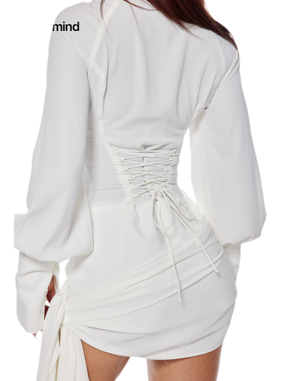 Draped Zipper Shirt Dress