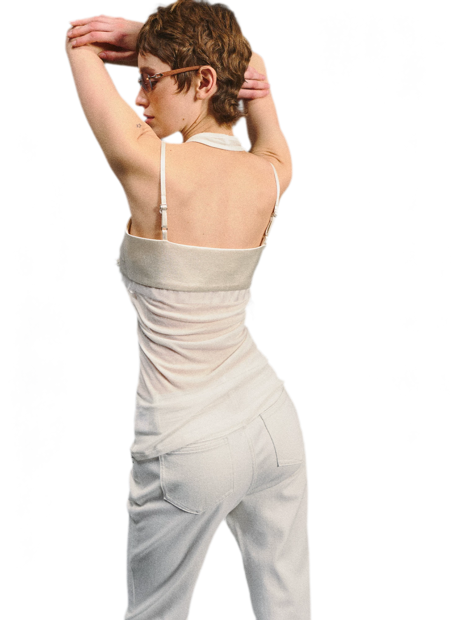 Lenzing Wool Satin Beaded Halter Top