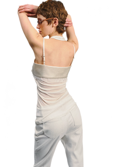 Lenzing Wool Satin Beaded Halter Top