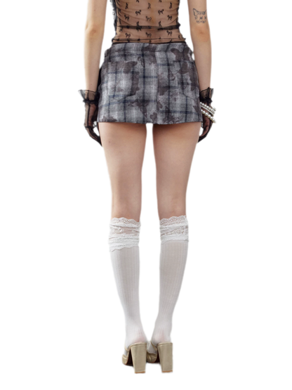 Butterfly Plaid Pleated Culotte Shorts