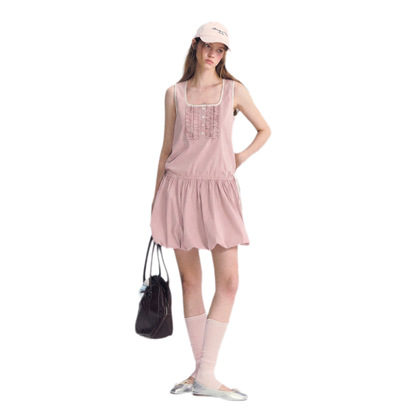 Ruched Lace Bubble Dress