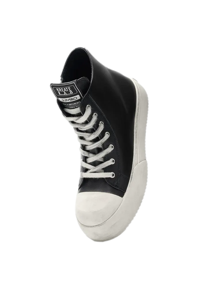 Distressed Leather High-Top Sneakers