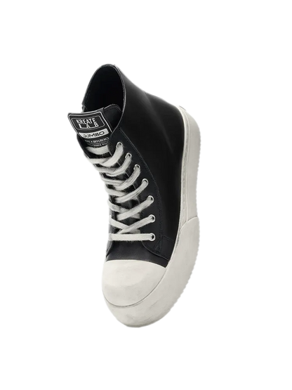 Distressed Leather High-Top Sneakers
