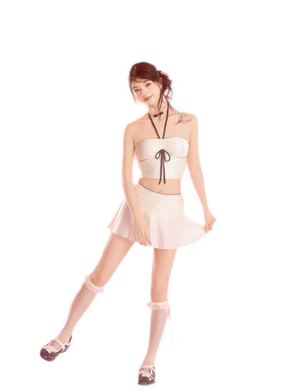 Pearl White Three-Piece Swimsuit