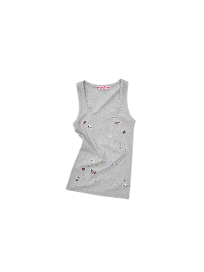 Washed Ribbed Scoop-Neck Tank