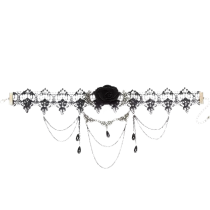 Vòng cổ choker hoa hồng phong cách Gothic