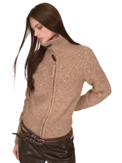 Cable-Knit Waist-Shaping Cardigan Jacket