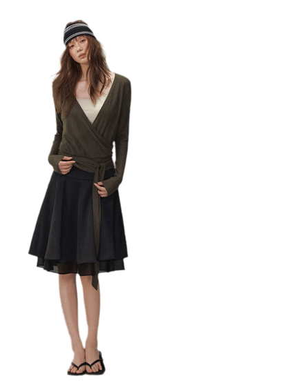 Wrap Tie Knit Top