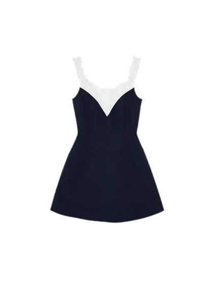 Ruffled Contrast Mini Dress