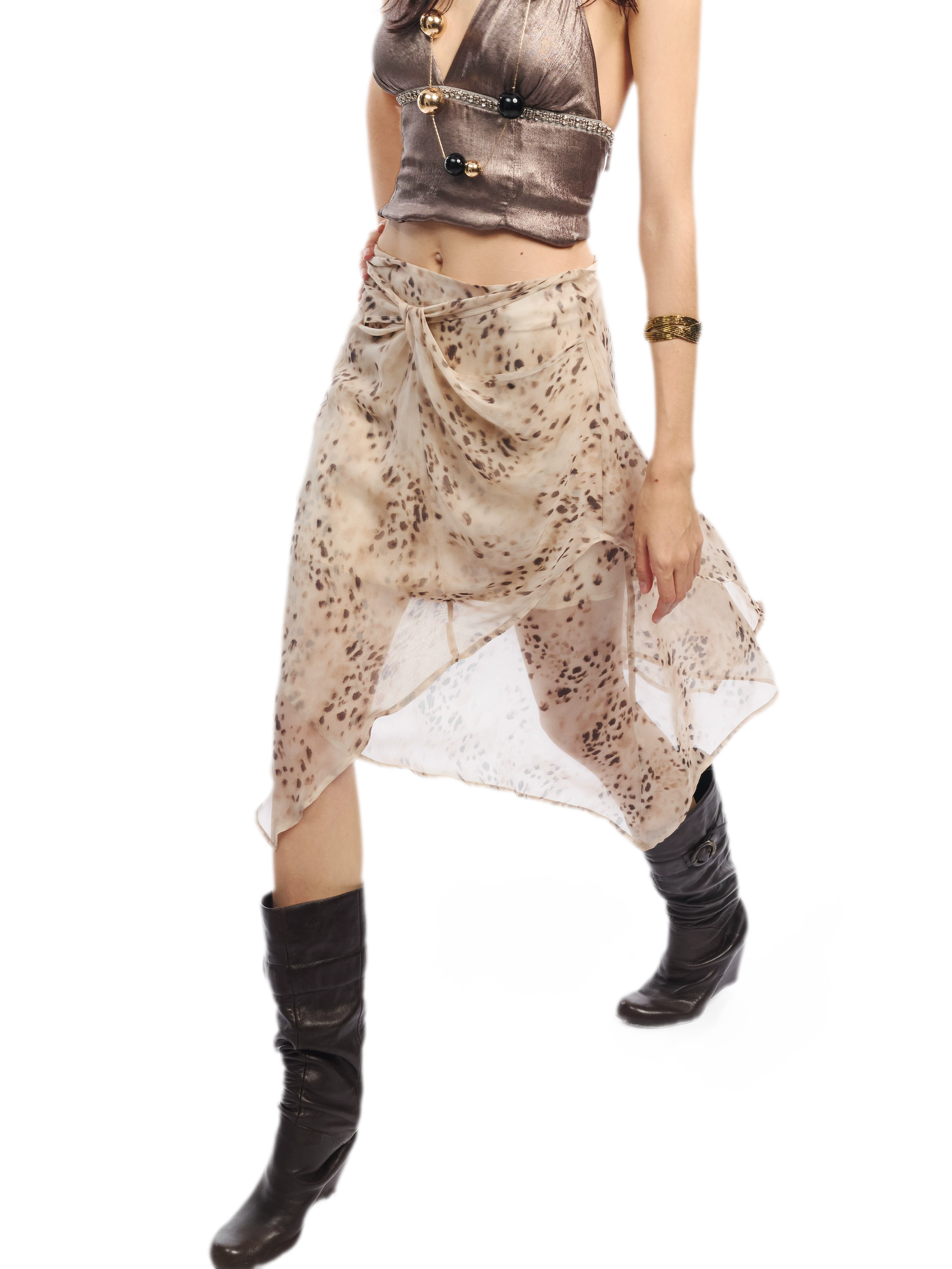 Leopard Mesh Skirt
